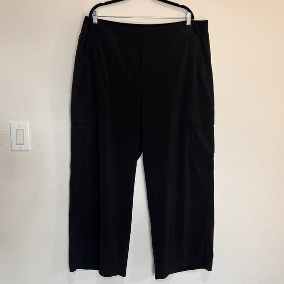 Athleta Brooklyn Heights Pants Plus Size 22 Black Cargo Pockets High Rise Casual - Picture 1 of 14